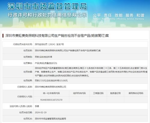 深圳美轮美奂照明科技 以罚促改，护航质量线
